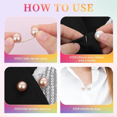 Giantree 9 Pcs Artificial Pearl Brooch Pins, Safety Pin, No Sew Buttons Pearl Brooch Pins, Safety Cover-up Pin for Women, No Tool Removable Reusable for Clothing Cardigan Dress Sweater in Saudi Arabia