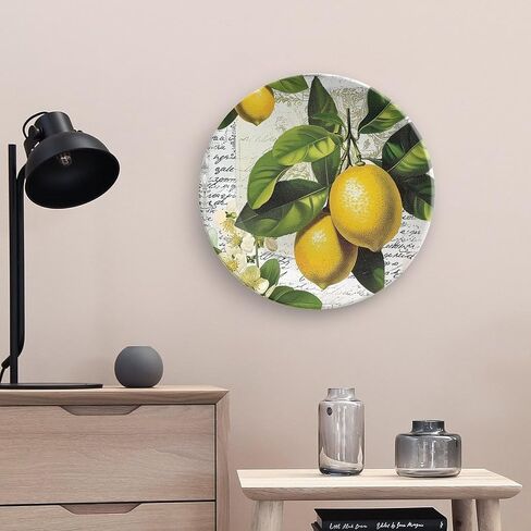 Bone China Decorative Plate, Yellow Lemon Ceramic Decorative Plate for Home Office Wall Decor, with Vertical Stand Decorative Plates for Home Club in Saudi Arabia