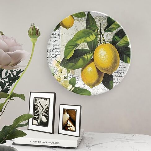 Bone China Decorative Plate, Yellow Lemon Ceramic Decorative Plate for Home Office Wall Decor, with Vertical Stand Decorative Plates for Home Club in Saudi Arabia