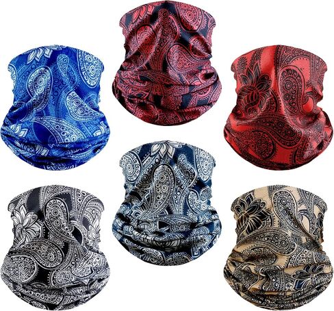 6 Pack Neck Gaiter Elastic Balaclavas Face Mask Versatile Bandana for Men Women in Saudi Arabia