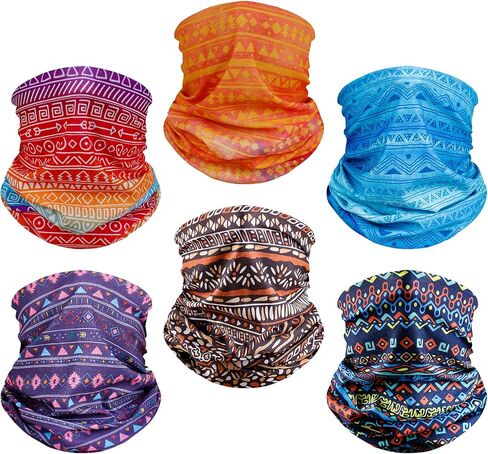 6 Pack Neck Gaiter Elastic Balaclavas Face Mask Versatile Bandana for Men Women in Saudi Arabia