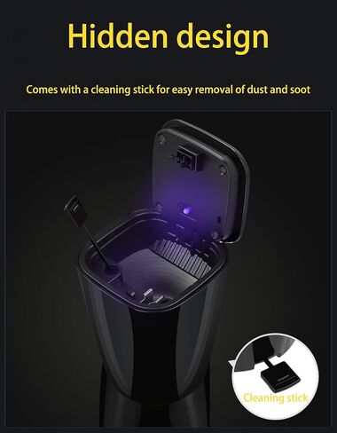 Elegant Car Ashtray with Cleaning Brush and LED Light - Keep Your Car Clean and Smoke-Free,Fits Most Car Cup Holders (Black) in Saudi Arabia