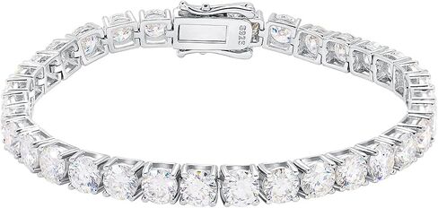 Gem's Beauty moissanite tennis bracelet 18k white gold plated 925 silver 3-6.5mm D Color VVS1 Round Cut moissanite bracelets for women Men Gift birthday anniversary (3MM, 6.5 inch) in Saudi Arabia
