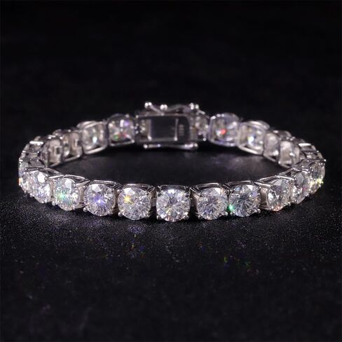 Gem's Beauty moissanite tennis bracelet 18k white gold plated 925 silver 3-6.5mm D Color VVS1 Round Cut moissanite bracelets for women Men Gift birthday anniversary (3MM, 6.5 inch) in Saudi Arabia