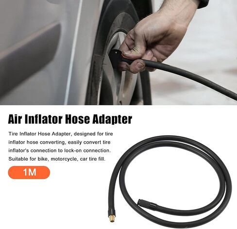 X AUTOHAUX 1 متر منفاخ الإطارات الملولب تمديد خرطوم تشاك محول مضخة الهواء أنبوب صمام الإطارات اتصال الأنابيب لسيارة شاحنة دراجة MTB النحاس المطاط in Saudi Arabia