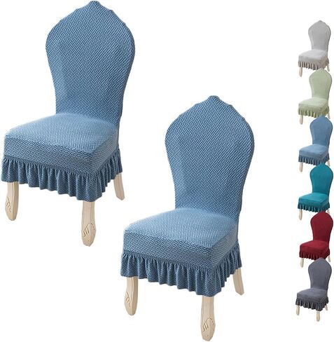 Round Back Dining Chair Cover Stretch Thickened Chair Slipcover with Skirt for Dining Room Kitchen Chair Cover Set of 2 4 6 Dining Chairs Slipcovers Chair Protectors Covers,A 4pcs in Saudi Arabia