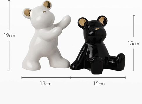 2 Pcs Decorative Bookends Gloomy Bear Book Ends for Shelves Ceramic Animal Figurine Stands Organizer Heavy Duty to Hold Books Silver-Plated Bear Home Decor in Saudi Arabia
