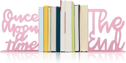 Once Upon A Time Bookends,Metal Decorative Bookends,Once Upon A Time Sign for Bookshelf, Reading Nook, Daycare, Classroom Bedroom Home Office Nursery Decor,Birthday Gift for Boys and Girls (Pink) in Saudi Arabia
