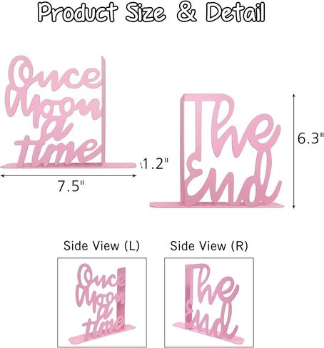 Once Upon A Time Bookends,Metal Decorative Bookends,Once Upon A Time Sign for Bookshelf, Reading Nook, Daycare, Classroom Bedroom Home Office Nursery Decor,Birthday Gift for Boys and Girls (Pink) in Saudi Arabia
