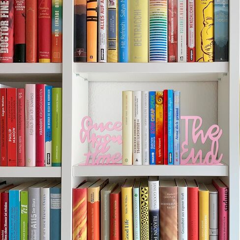 Once Upon A Time Bookends,Metal Decorative Bookends,Once Upon A Time Sign for Bookshelf, Reading Nook, Daycare, Classroom Bedroom Home Office Nursery Decor,Birthday Gift for Boys and Girls (Pink) in Saudi Arabia