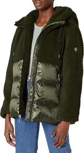 Vince Camuto Women's Mixed Hooded Puffer Cocoon Coat in Saudi Arabia