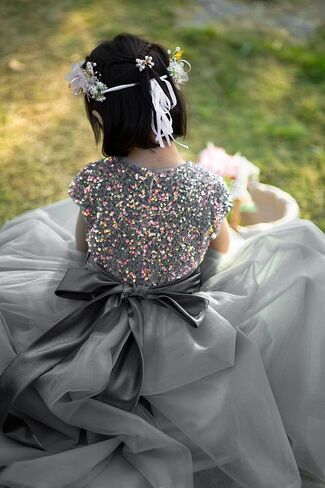 Flower Girl Dresses for Wedding Sequins Tulle Girls' Formal Party Prom Special Occasion Dresses in Saudi Arabia