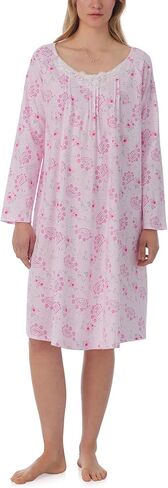 Carole Hochman Pajamas for Women Nightgown - Floral Cotton Knit Lightweight 50" Long Sleeve Sleep Dress in Saudi Arabia