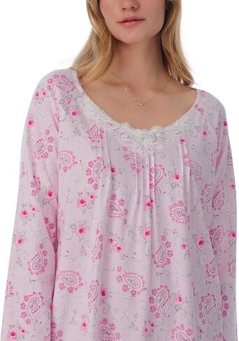 Carole Hochman Pajamas for Women Nightgown - Floral Cotton Knit Lightweight 50" Long Sleeve Sleep Dress in Saudi Arabia
