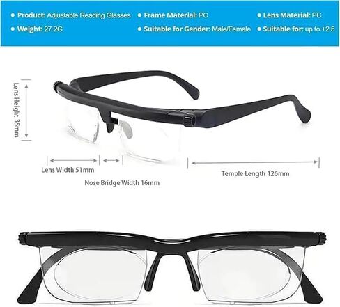 نظارات قراءة قابلة للتعديل من Aimery، نظارات رؤية قابلة للتعديل للتركيز، نظارات بؤرية مرنة للرجال والنساء (أبيض) in Kuwait