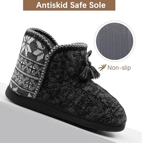Womens Slippers Winter Warm House Shoes Knitted Fleece Faux Fur Lining Bootie slipper in Saudi Arabia