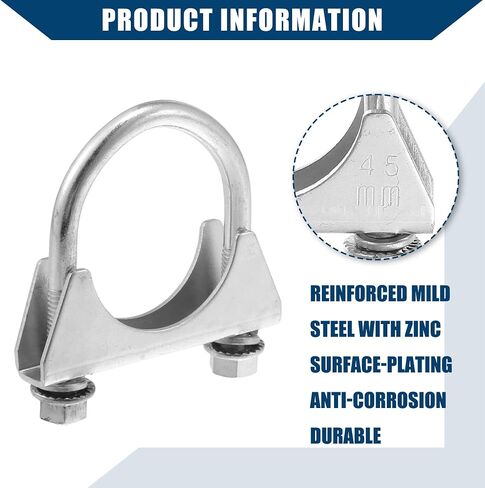 مشابك عادم كاتم صوت فضية على شكل حرف U، كاتم صوت معدني على شكل حرف U/مشبك عادم، مشبك عادم ثقيل على شكل حرف U لعادم الأنابيب والانبعاثات (2.5 بوصة) in Saudi Arabia