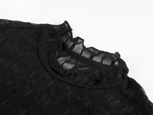 miduo Womens Mesh Sheer Lace Layering Top Mock Neck Long Sleeve See Through Shirt Blouses Tops in Kuwait