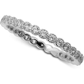 925 Sterling Silver Cubic Zirconia Stackable Ring. (SILVER-1, 6)