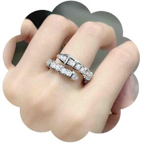 Punk Rhinetone Snake Ring Crystal Snake Adjustable Ring Gold Serpent Open Ring Gothic Cz Snake Wrap Ring Animal Finger Ring Jewelry for Women in Kuwait