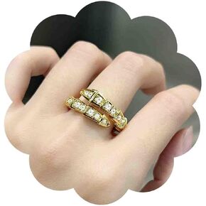Punk Rhinetone Snake Ring Crystal Snake Adjustable Ring Gold Serpent Open Ring Gothic Cz Snake Wrap Ring Animal Finger Ring Jewelry for Women