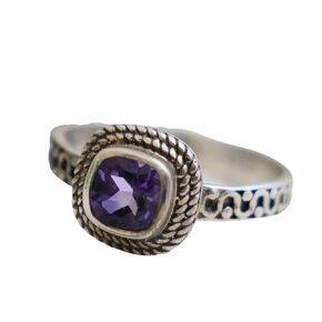 5mm Amethyst Cushion Cut Sterling Silver Stacking Ring - Handmade Jewelry Gift Ideas for Women - Christmas Gift Idea - Natural Gem Gemstone - Birthday Gift - Purple Stone - February Birthstone (9)