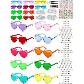 20 Pairs DIY Heart Shaped Sunglasses for Women Girl Colorful Rainbow Sunglasses Rimless Fun Trendy Transparent Heart Sunglasses Party Favor
