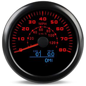 WATERWICH Speedometer 0-120 Km/h / 0-80MPH 7 Color 2-in1 Meter with Turn Signal (White Plate Silver Cover)