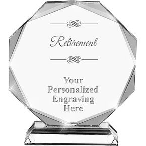 Retirement Crystal Awards, 6.75" Custom Retirement Award with Engraving Included Prime
