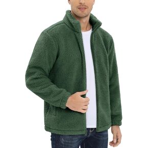 TACVASEN Men's Winter Jacket Soft Polar Fuzzy Sherpa Coat Casual Thermal Sweatshirts Full Zip Fleece Jacket With Pocket