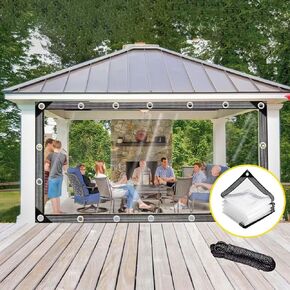 Upgrade 8x10 ft Clear Tarps Waterproof Heavy Duty PVC Vinyl 16 Mil Thickened Transparent Tarpaulin Tear Resistant for Greenhouse Outdoor,Plant,Garden,Chicken Coop,Patio Roofs