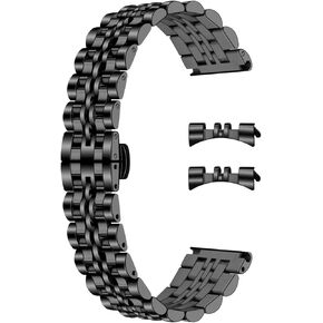 Universal Metal Watch Band Strap Fit Most Tranditional Watch, 16mm 18mm 19mm 20mm 21mm 22mm Stainless Steel Watch Bands with Curved Lug Ends Parts, Watch Replacement Bracelet for Men and Women