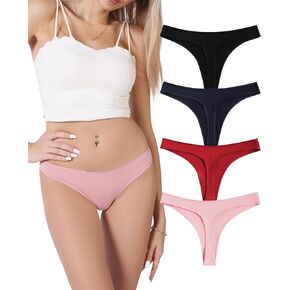 Women's Cotton Thongs Underwear Packs, Sexy Breathable Panties for Ladies