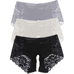 Sexy Panties for Women Plus Size Lace Cut Low Thongs G-Strings Seamless Breathable Underwear Briefs 3-Pack