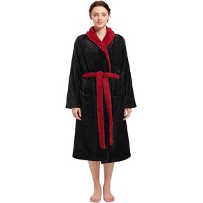 Womens Plush Robe,Soft Warm Fleece Bathrobe For Women Shower Spa Long Robe With Pockets