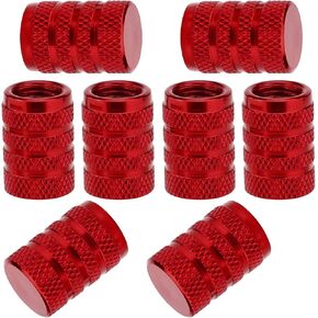 SAVITA 8Pcs Tire Valve Stem Caps, Universal Aluminum Tire Valve Cap with Rubber Ring, Dust Proof Valve Cover for Cars, SUVs, Bike and Bicycle, Trucks, Motorcycles (Red)