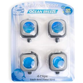 Car Air Fresheners Vent Clip | Perfect Scented Car Accessories for Men and Women | Essential Car Odor Eliminator | Long-Lasting Fragrance up to 120 Days | 4 count 4 ml Each | New Car