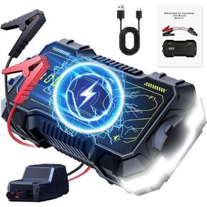 Battery Jumper Starter Portable with Wireless Charging,800-1500A Car Battery Jump Starter(8.0L Gas/6.0L Diesel),12v Jumper Cables with Battery Pack,Jump Box for Car Battery USB/180°Flashlight