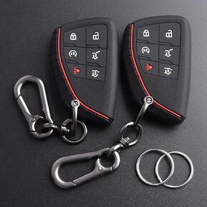 TANDRIVE Key Fob Cover for 2025 2024-2021 Chevy Tahoe Suburban GMC Yukon, 6 Button, Silicone, 2-Pack, Black