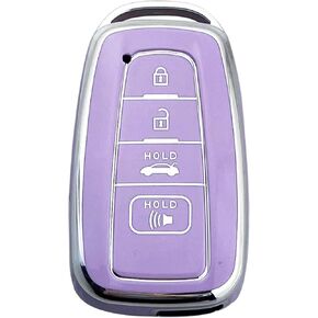 Key Fob Cover Case Compatible with Toyota 2019-2023 Camry RAV4 Highlander Corolla 4Runner Avalon C-HR Prius (Purple)