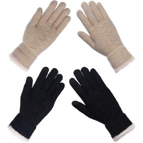 زوجان من قفازات الشتاء الدافئة للنساء قفازات محبوكة مرنة تعمل باللمس للطقس البارد in Kuwait