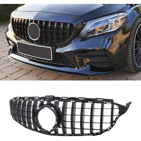 MAXDOM Replacement Front Upper Grill Fit for Mercedes Benz (2008-2014) C-class W204 C250 C300 C350 – Gloss Black GTR GT Style ABS Grille