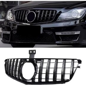 MAXDOM Replacement Front Upper Grill Fit for Mercedes Benz (2008-2014) C-class W204 C250 C300 C350 – Gloss Black GTR GT Style ABS Grille