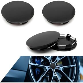 4 PCS Car Tire Center Hub Cap, 2.3" OD 2.2" ID 0.5" H ABS Dustproof Rustproof Protector with Steel Ring Structure, Wheel Hub Modified Curved Cover, Universal for Cars (Black)