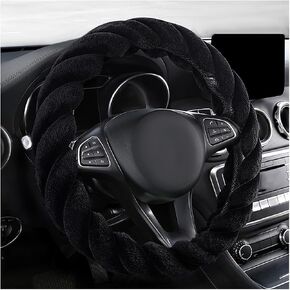 Fluffy Car Steering Wheel Cover, 15 Inches Anti-Slip Round Fuzzy Winter Steering Wheel Protector, Soft Warm Plush Steering Wheel Cover for Women Girls, Car Accessories (Green)