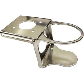 MARINE CITY 304 Grade Stainless Steel Hidden Foldable Cup/Drink Holder (Size 4.37 x 4.45 x 0.63 Inches) for Deck Chairs – Tables – Boats – Yachts – RVs – Offices (Pack of 1) (Large)