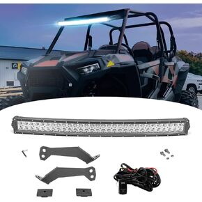 32" 180W Curved LED Light Bar Spot/Flood Combo Beam w/Wiring Kit & Below Roof Mounting Brackets Compatible with Polaris RZR 900 XP1000 Models