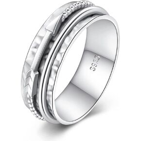 Spinner Fidget Rings Sterling Silver Anti Anxiety Rings Worry Relieving Boredom ADHD Autism Band Rings for Women Men