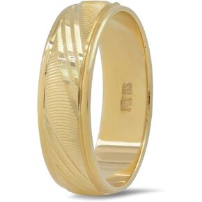 14K Yellow Gold Slant Laser Cut Design 6mm Wedding Band, SDLA7107-Y