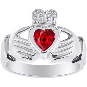 Rylos Rings Sterling Silver Claddah Love, Loyalty & Friendship Heart 6MM Gem Irish Wedding Band Claddagh Rings Birthstone Jewelry for Women Sterling Silver Rings for Women & Men Size 5-13